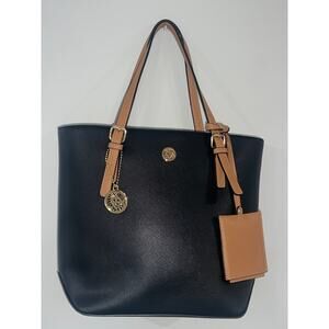 Anne Klein Black & Cream Faux Leather Tote with Extra Chain – NWT Without Tags